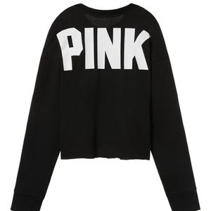 VICTORIA'S SECRET PINK SNAP SLEEVE BOYFRIEND CREW